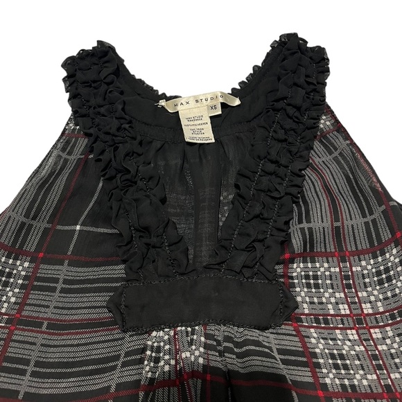Max Studio Plaid Ruffle Striped Tank | Women's XS - Picture 2 of 5